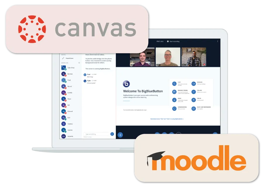 Canvas and Moodle integration with BigBlueButton